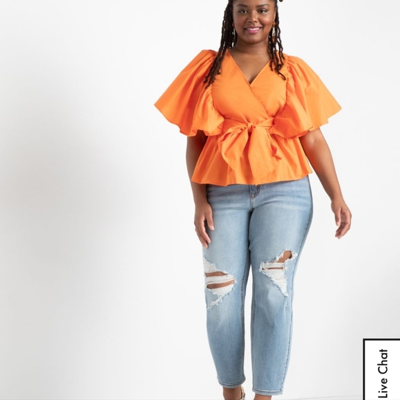 Flutter Sleeve Surplice Top - Picture 3 of 4